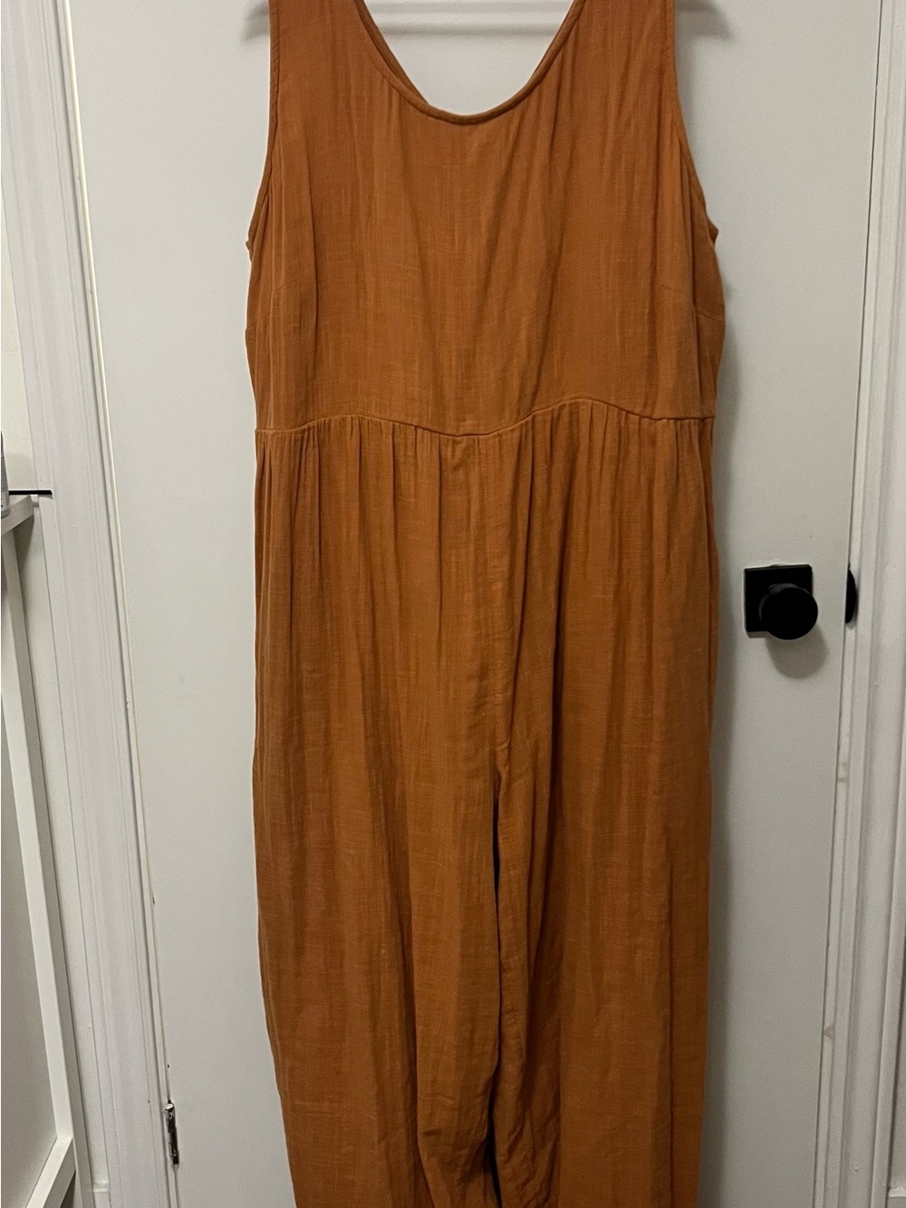 Lucy & Yak Bellamy Wide Leg Jumpsuit in Rust, 100% cotton